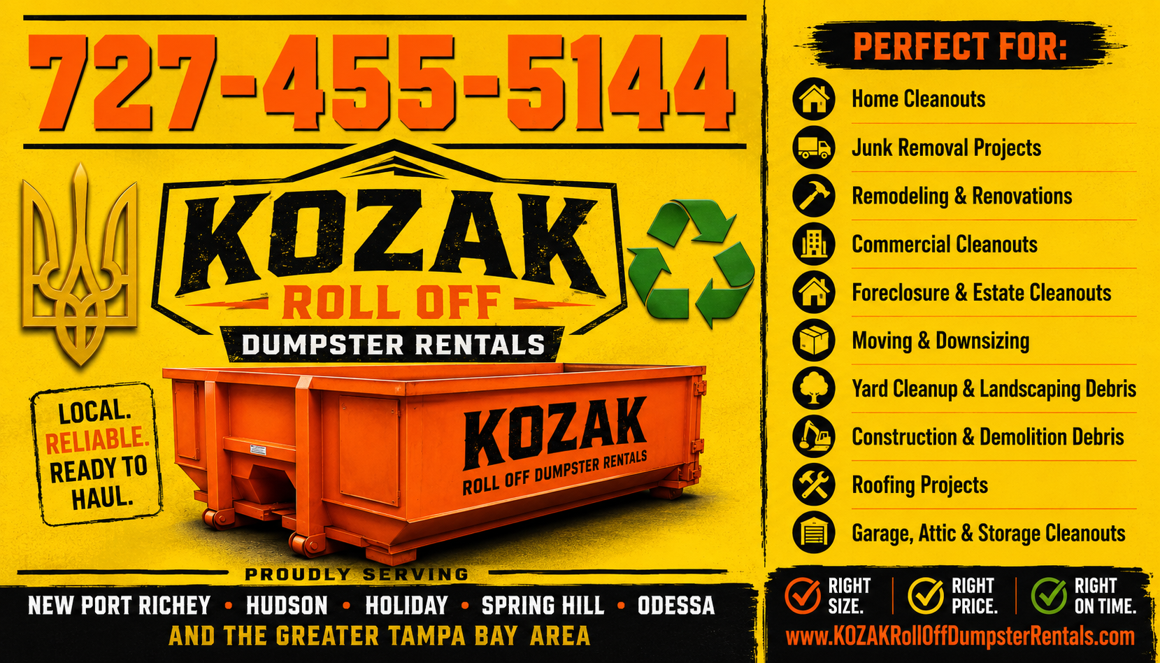 KOZAK dumpster advertising