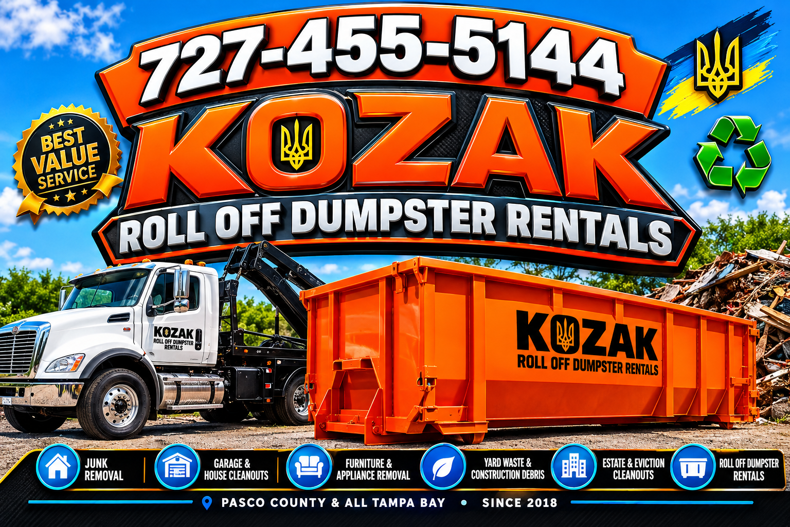 KOZAK dumpster rentals graphic