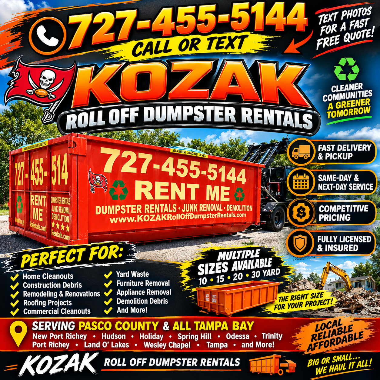 KOZAK roll-off dumpster rental